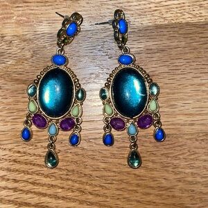 Vibrant Gold and Multicolor Dangle Earrings